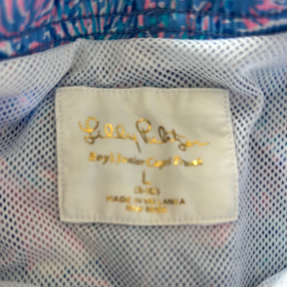 Boys Lilly Pulitzer Boca Blue It’s a Sailabration Sailboat Swim Shorts Size L - Picture 3 of 3